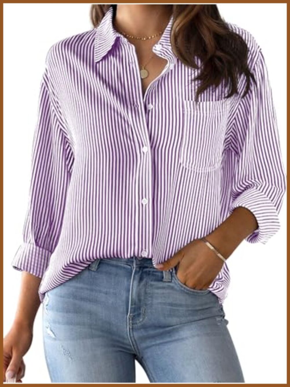 Wrinkle-Resistant Striped Long Sleeve Button Down Shirt